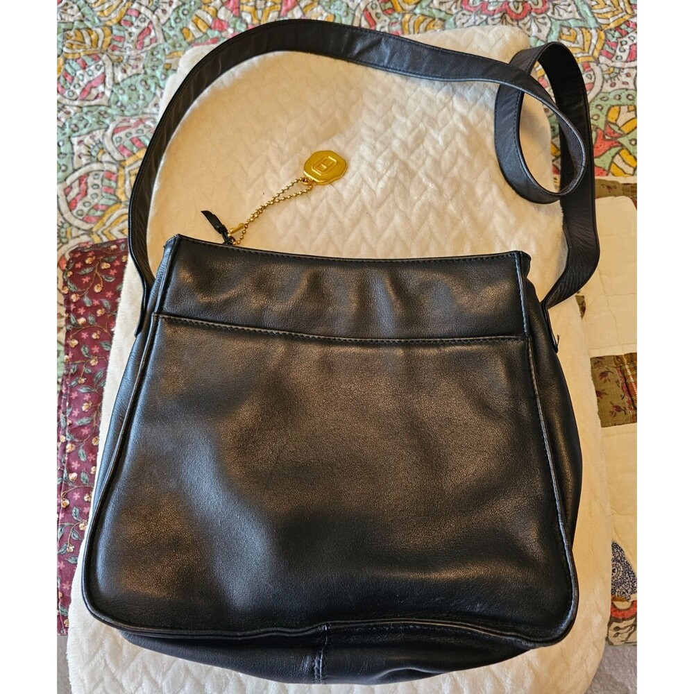 Vintage Fred Hayman Beverly Hills Black Leather, red interior, shoulder bag - Picture 2 of 10